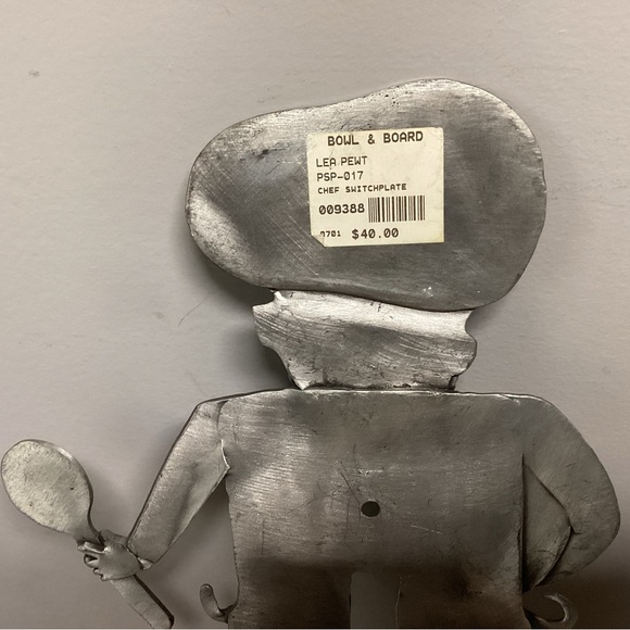 Vintage - Leandra Drumm - Pewter Chef Wall Light Switch Plate - Rare - Excellent - Picture 7 of 13